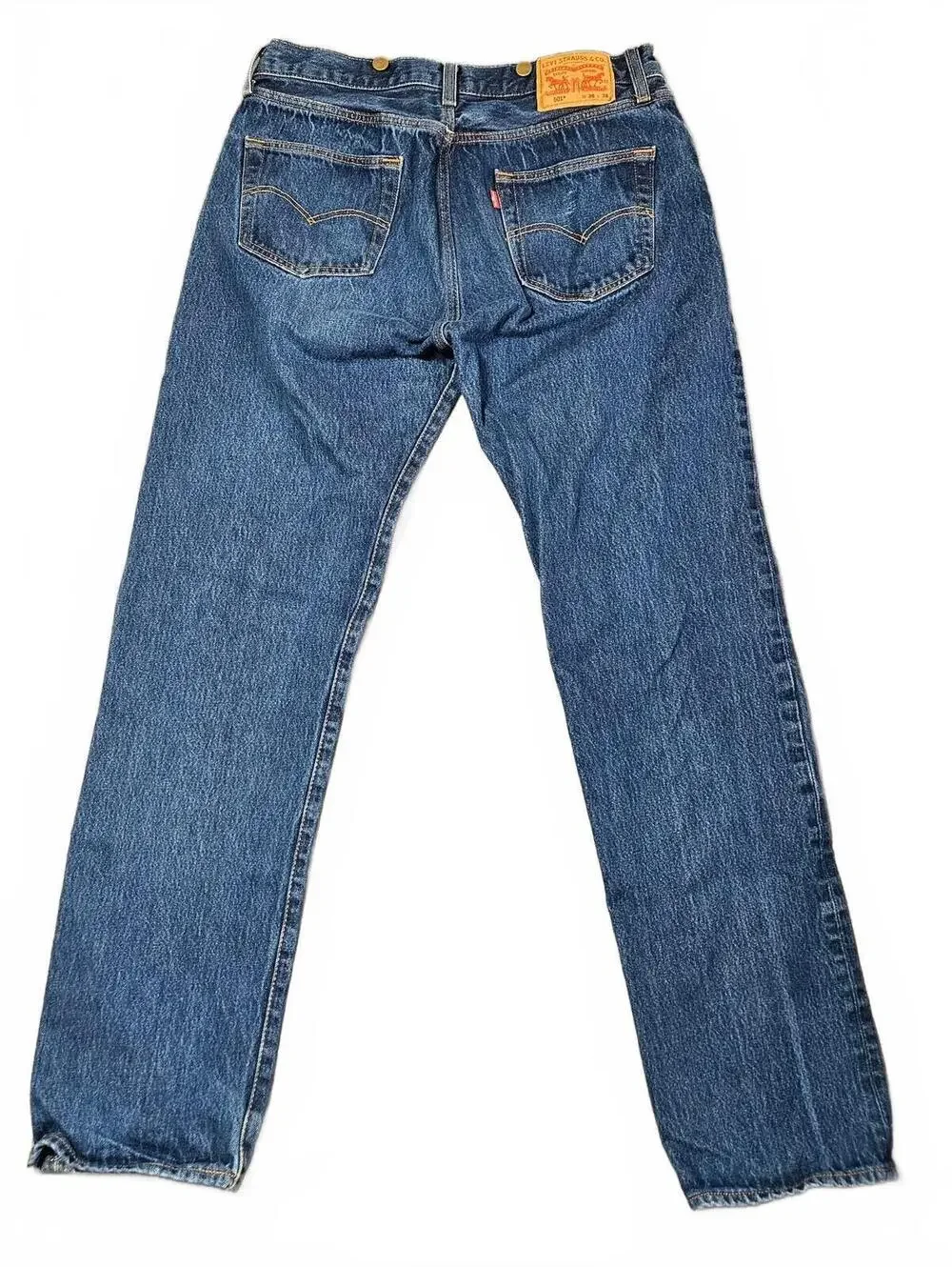 Levis Mens 501 Jeans 36W 38L suspender Buttons Straight Leg Blue Button Fly